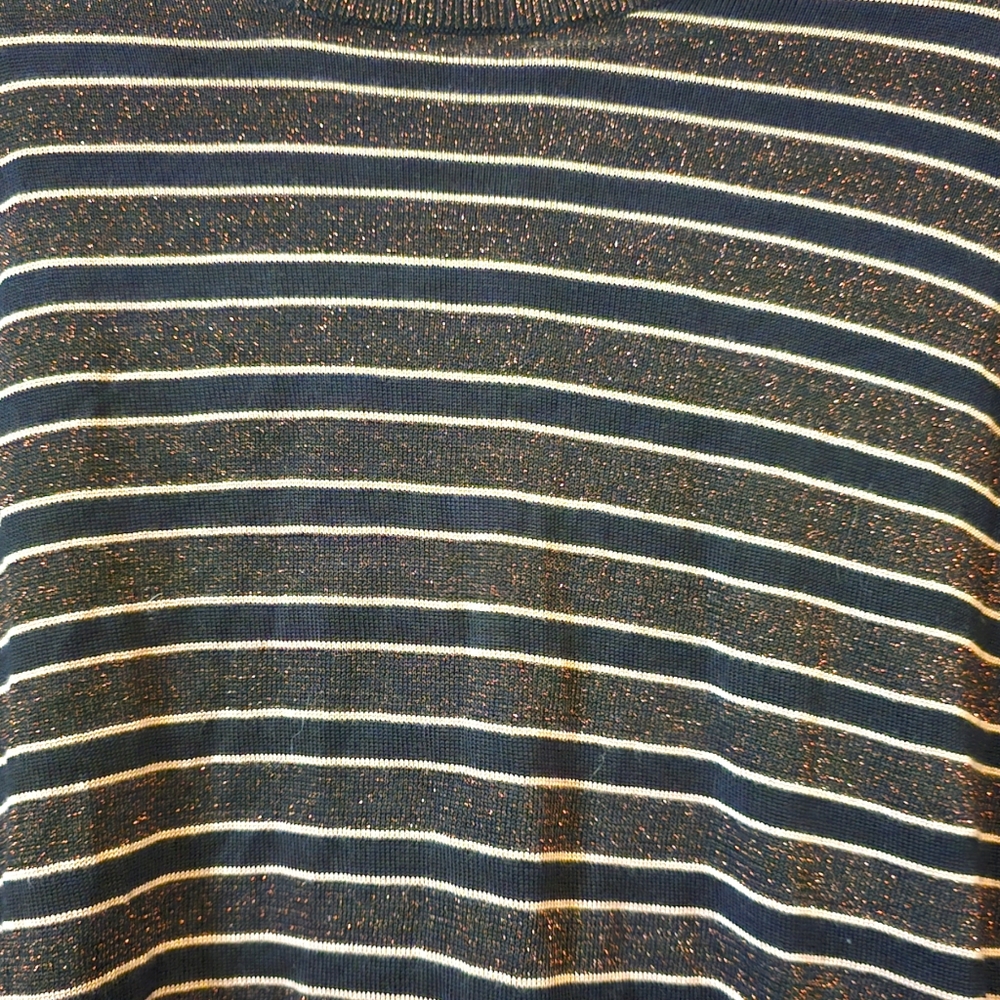NWT Scotch & Soda Metallic Threaded Striped Scoop Neck Lightweight Sweat… - Picture 2 of 7